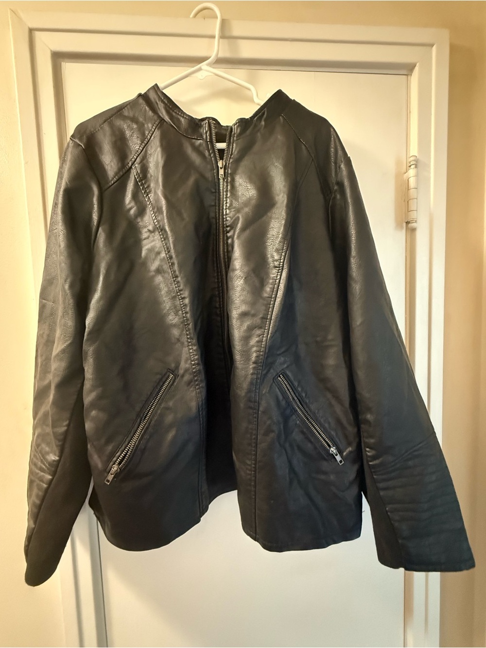 torrid Black Faux Leather Zip Jacket size 5